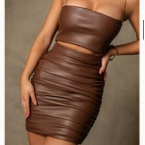 | MESHKI | Naomi Ruched BodyCon Mini Skirt